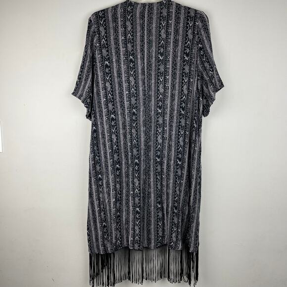 Forever 21 Fringe Open Front Cardigan Kimono - Picture 2 of 4